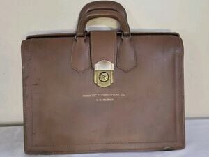 VTG Brown Leather Briefcase Bag Suitcase Panhandle Eastern Pipeline Co. W/key
